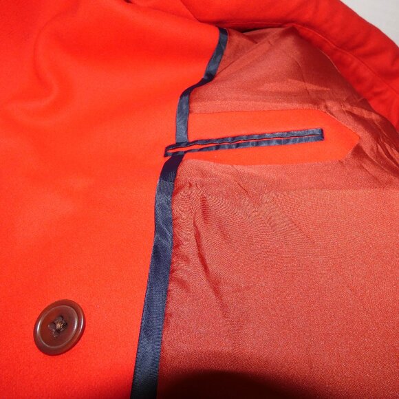 Red Wool Jacket J.Crew Short Coat Size 10 Lined Buttons Large Collar Stylish - Picture 5 of 10